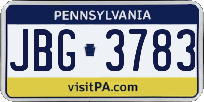 PA license plate JBG3783