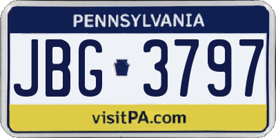 PA license plate JBG3797