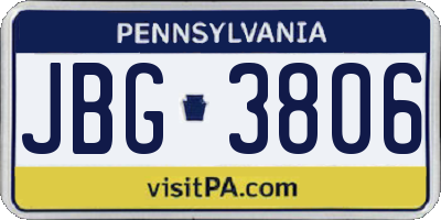 PA license plate JBG3806