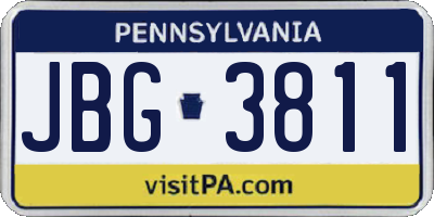 PA license plate JBG3811