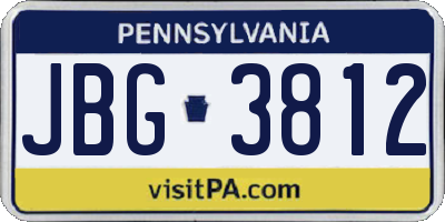 PA license plate JBG3812