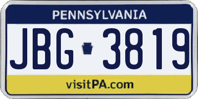 PA license plate JBG3819