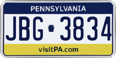 PA license plate JBG3834