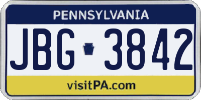 PA license plate JBG3842