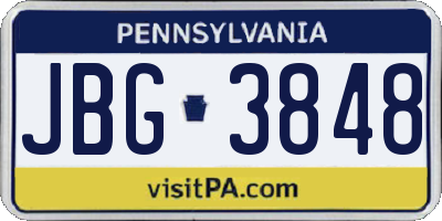 PA license plate JBG3848