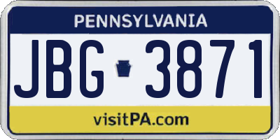 PA license plate JBG3871