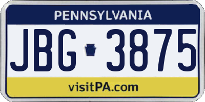 PA license plate JBG3875