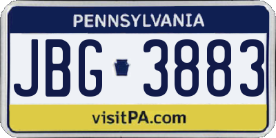 PA license plate JBG3883