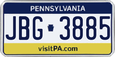 PA license plate JBG3885