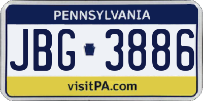 PA license plate JBG3886