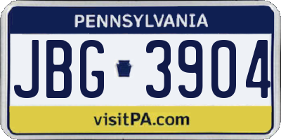 PA license plate JBG3904