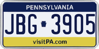 PA license plate JBG3905