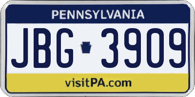 PA license plate JBG3909