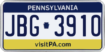 PA license plate JBG3910