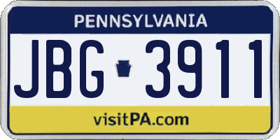 PA license plate JBG3911