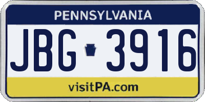 PA license plate JBG3916