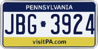 PA license plate JBG3924