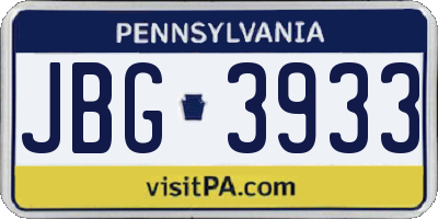 PA license plate JBG3933