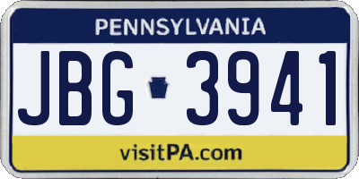 PA license plate JBG3941