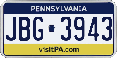 PA license plate JBG3943