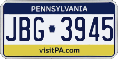 PA license plate JBG3945