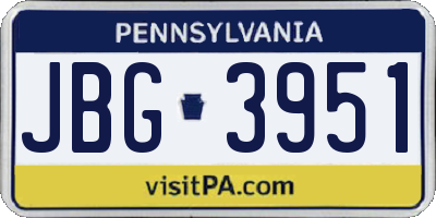 PA license plate JBG3951