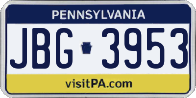 PA license plate JBG3953