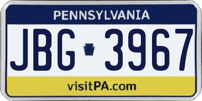 PA license plate JBG3967