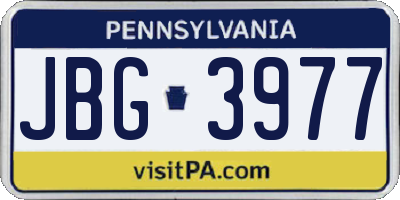 PA license plate JBG3977
