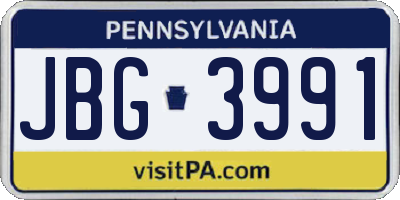 PA license plate JBG3991