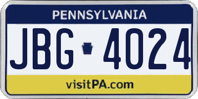 PA license plate JBG4024
