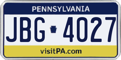 PA license plate JBG4027