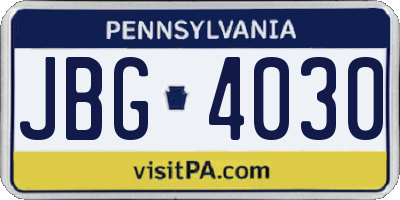 PA license plate JBG4030