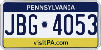 PA license plate JBG4053
