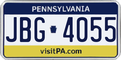 PA license plate JBG4055