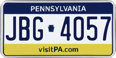 PA license plate JBG4057