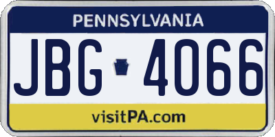 PA license plate JBG4066