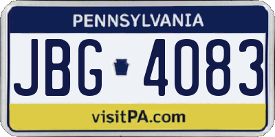 PA license plate JBG4083