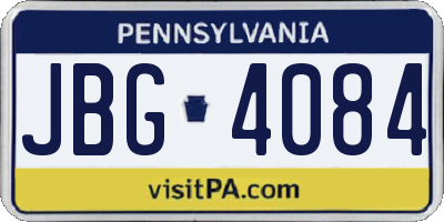 PA license plate JBG4084