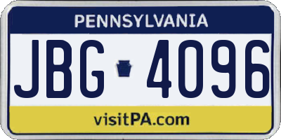 PA license plate JBG4096