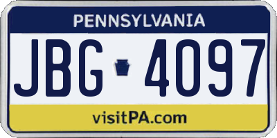 PA license plate JBG4097