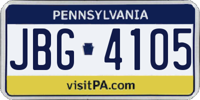 PA license plate JBG4105