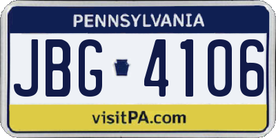 PA license plate JBG4106