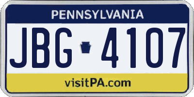 PA license plate JBG4107