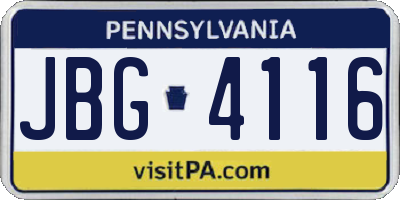 PA license plate JBG4116