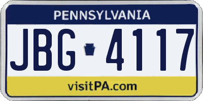 PA license plate JBG4117
