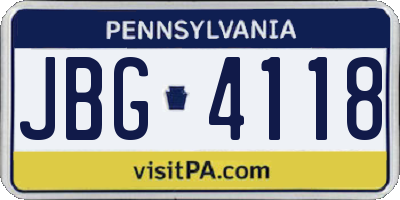 PA license plate JBG4118