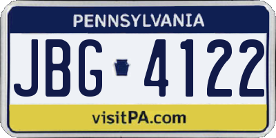 PA license plate JBG4122