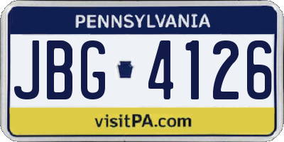PA license plate JBG4126