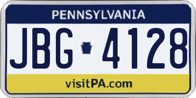 PA license plate JBG4128